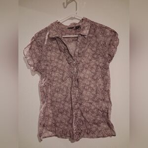 Eddie Bauer Purple Floral Blouse